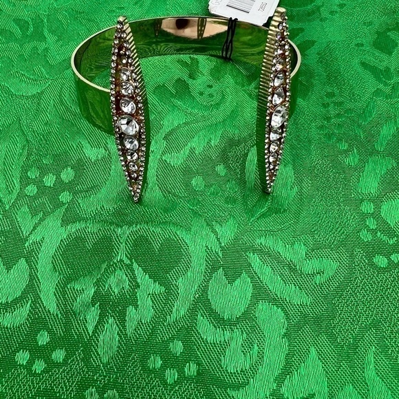 Gennaro Open Cuff Bracelet Gold Tone with Rhinestone - Picture 6 of 11